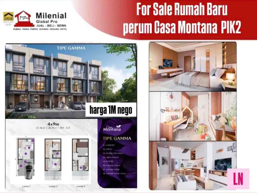 Jual rumah baru , perum casa montana sedang di bgn 3 lt