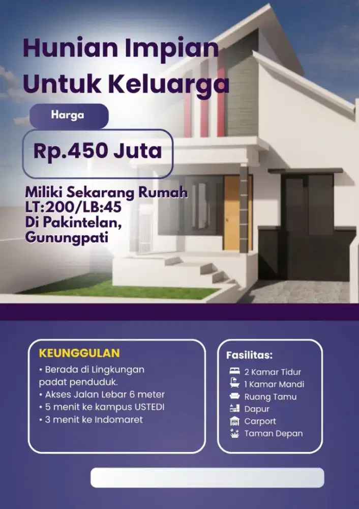 Rumah Murah Gunungpati, LT 200 harga 450 jt