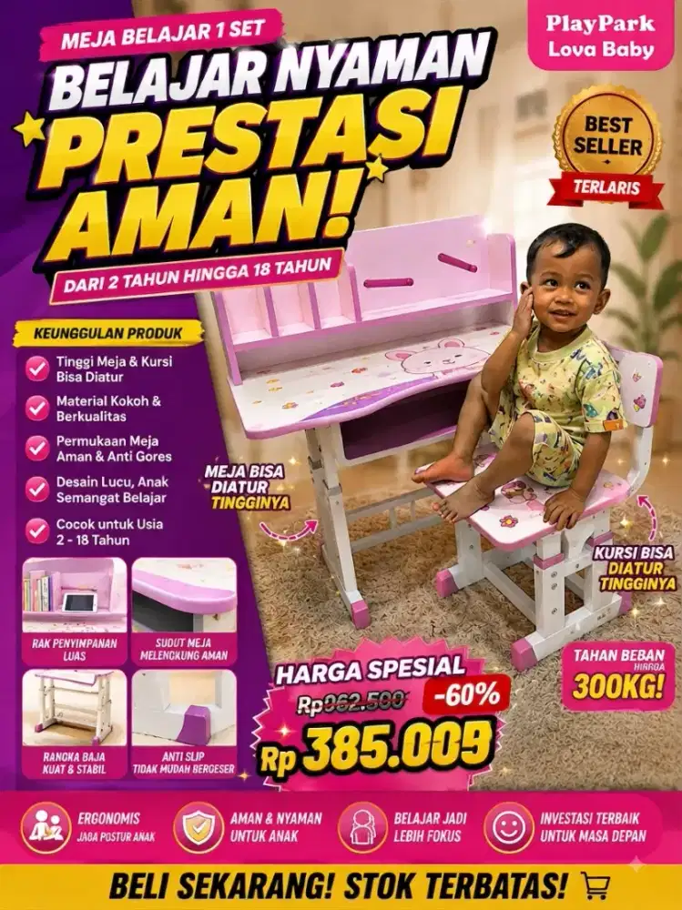 Meja Belajar Anak Murah Meja Belajar Anak 1 Set Murah