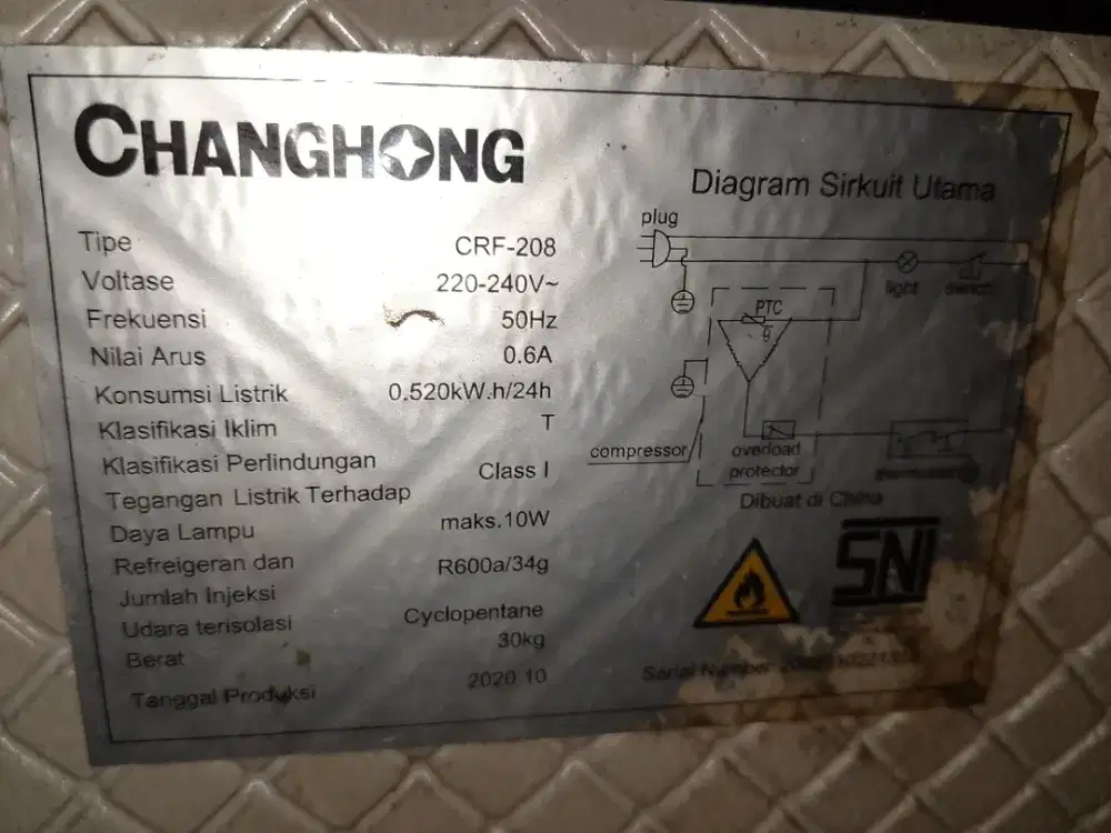 Kulkas changhong 2pintu