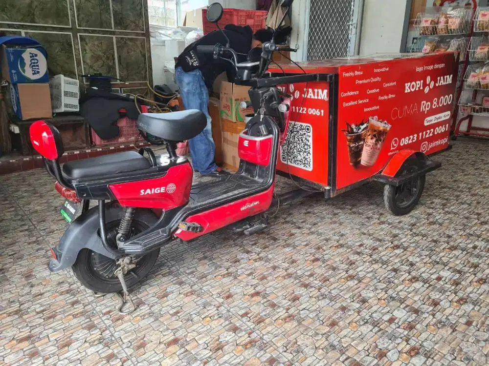 Sepeda Listrik Bekas Gerobak Kopi Merk Saige Pemakaian baru 6 bulan