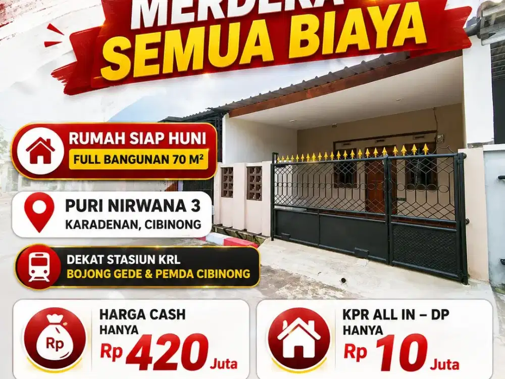 Rumah Rapih Langsug bisa di tempati di Cibinong Dekat Stasiun Bojong Gede & Pemda Cibinong