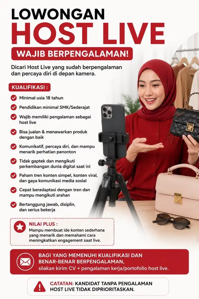 LOKER HOST LIVE BERPENGALAMAN