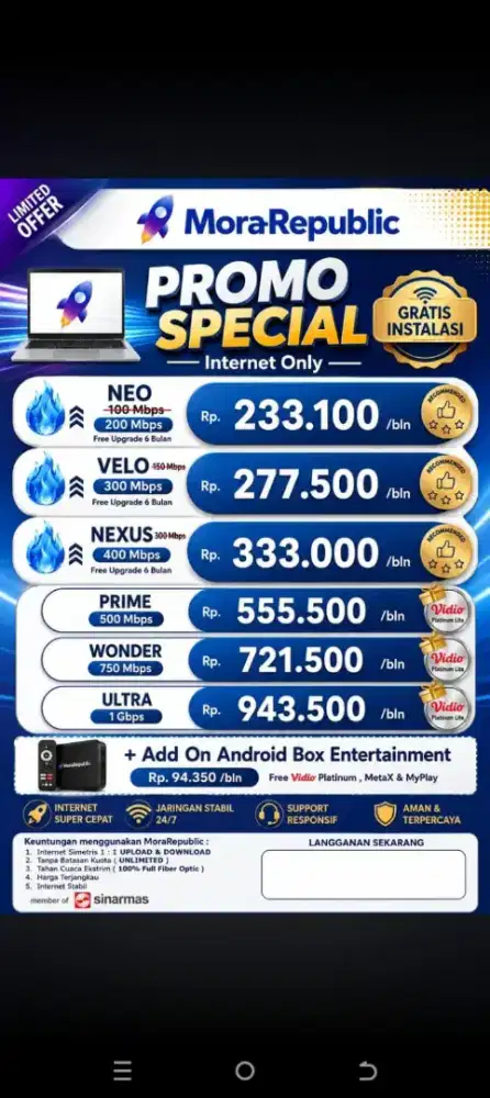 Pemasangan wifi gratis