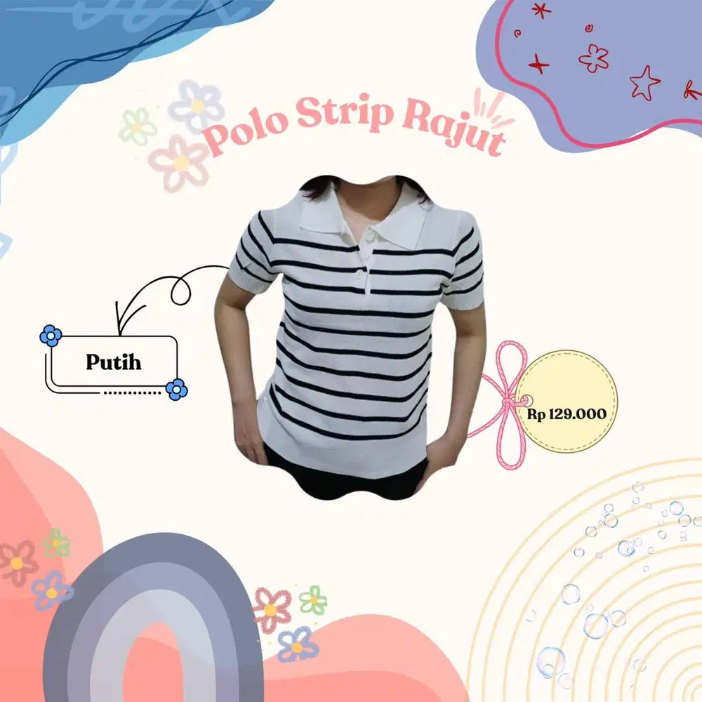 Baju atasan polo bergaris murah