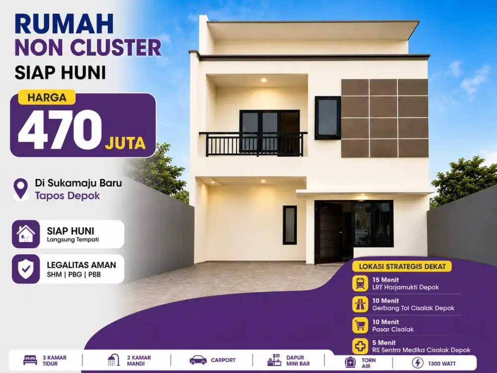 2 Unit Rumah New Siap Huni Free Biaya Dekat Gerbang Tol Cisalak Depok