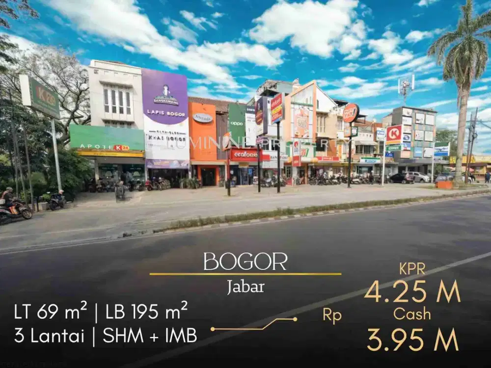 DIJUAL RUKO PREMIUM PINGGIR JALAN UTAMA BOGOR,LINGKUNGAN RAMAI & TRAFIC PADAT