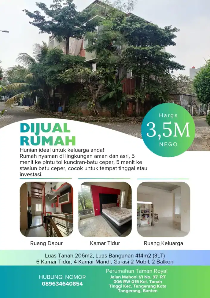 Dijual rumah mewah perum Taman Royal hub