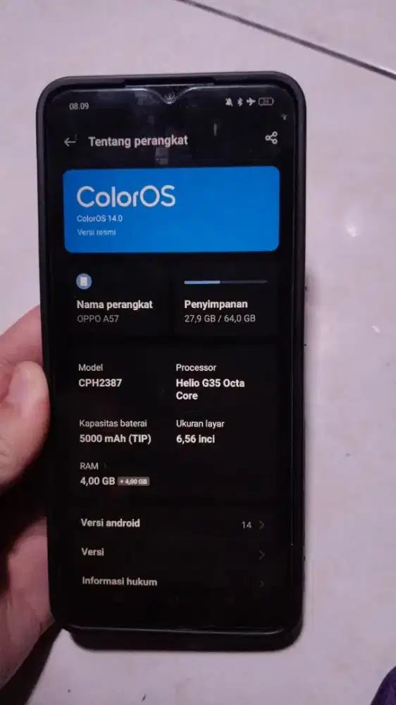 Jual oppo a57 ram 4/64 batangan no minus