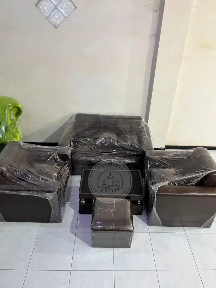 READY SOFA TAMU SET MINIMALIS BAHAN KULIT  TERLARIS