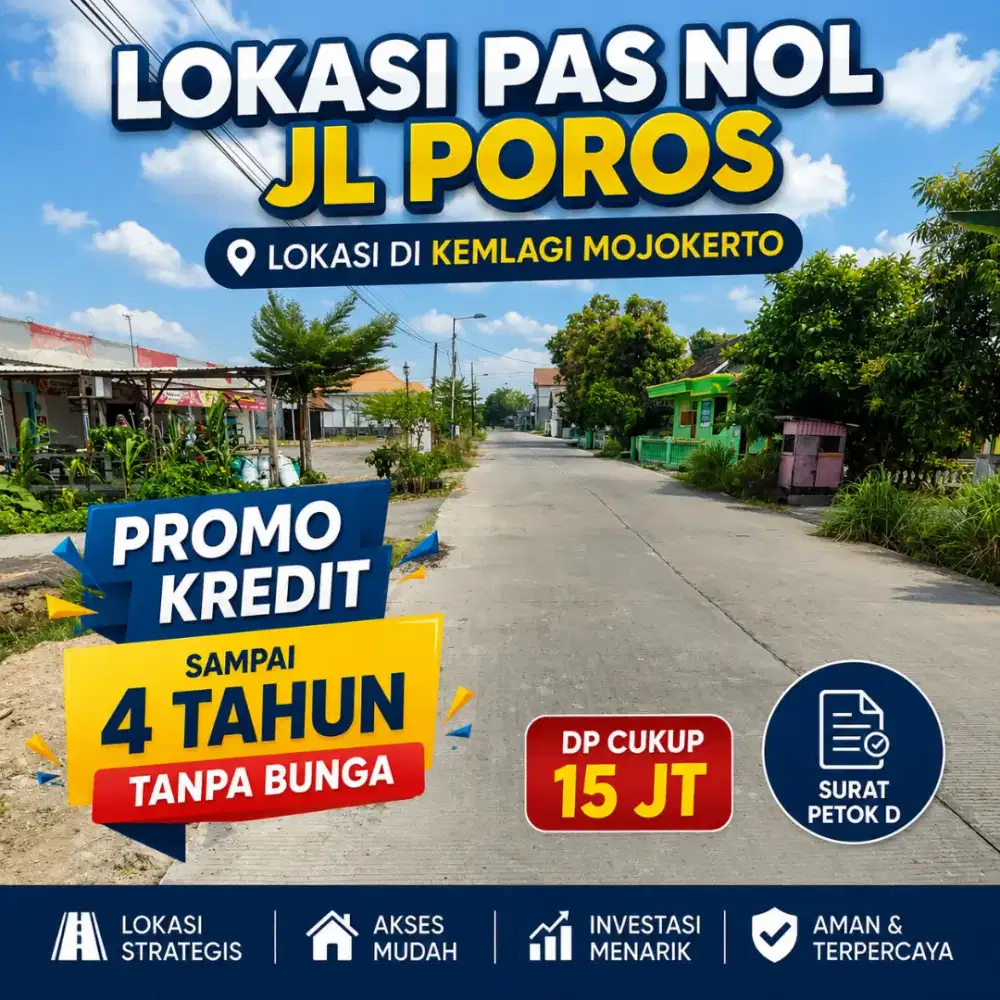 TANAH KAVLING MURAH SIAP BANGUN DI KEMLAGI MOJOKERTO BISA KREDIT
