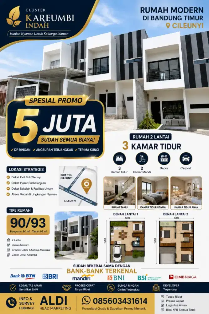 Rumah 2 lantai di bandung timur