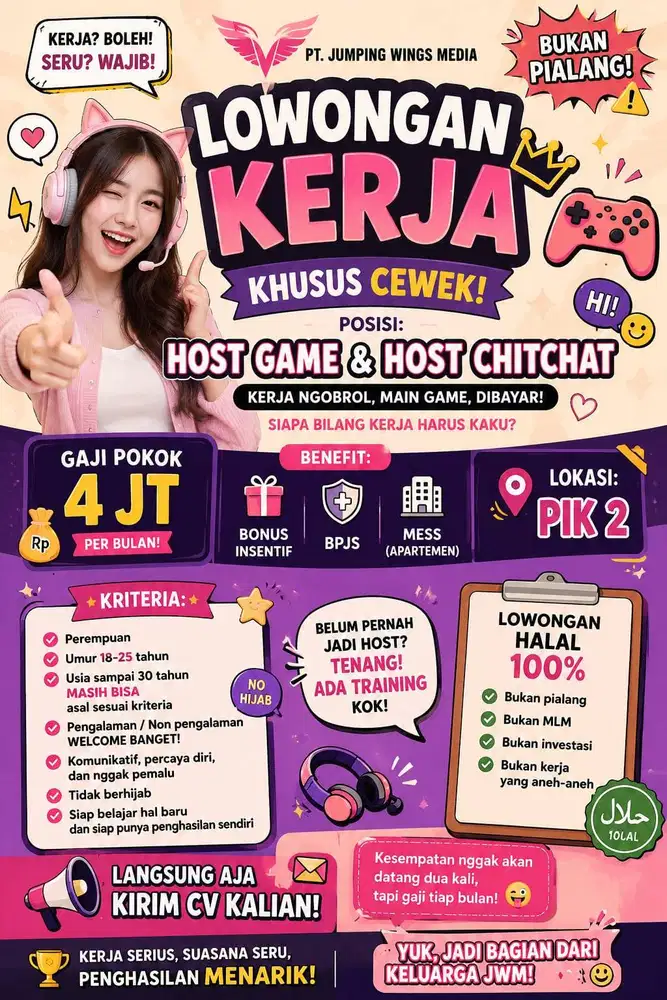 LOKER HOST GAME & HOST CHITCHAT NO PENGALAMAN BISA APPLY