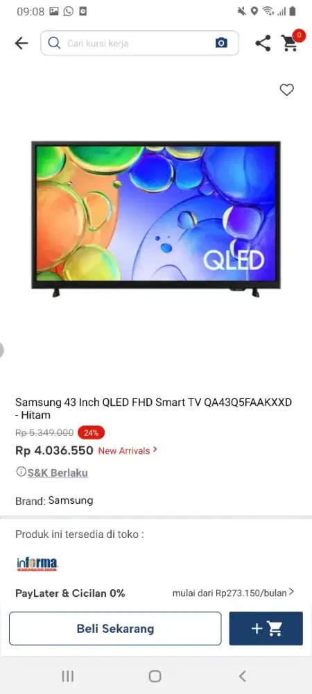 Samsung qled 43inch smart tv