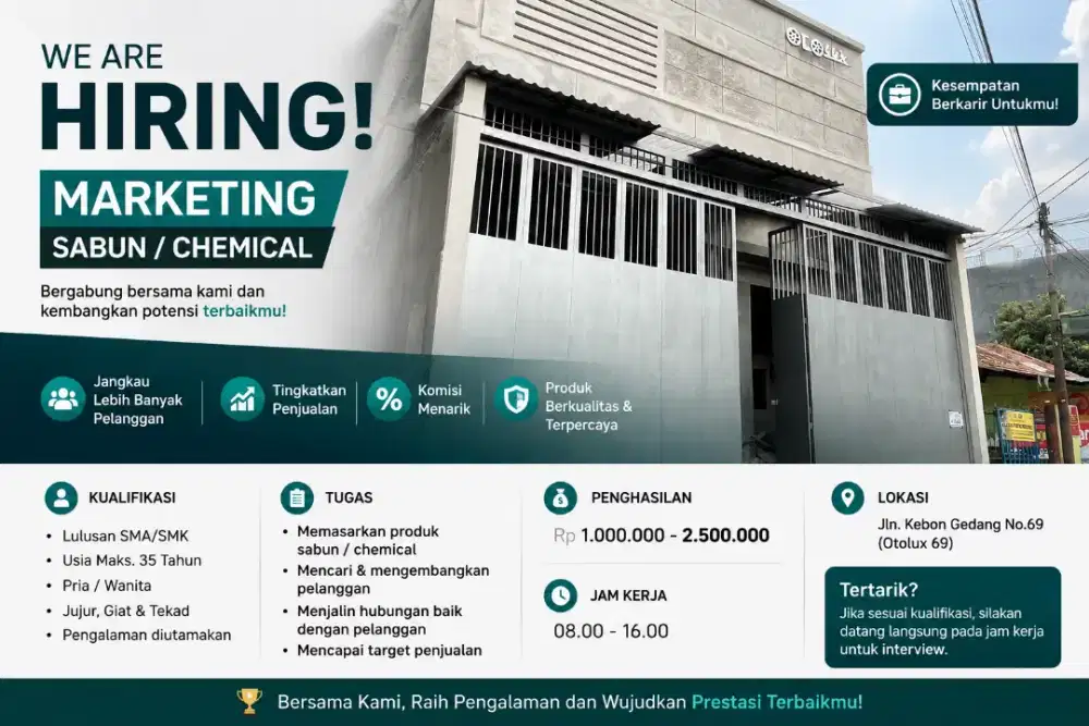 DIBUTUHKAN MARKETING SABUN / CHEMICAL