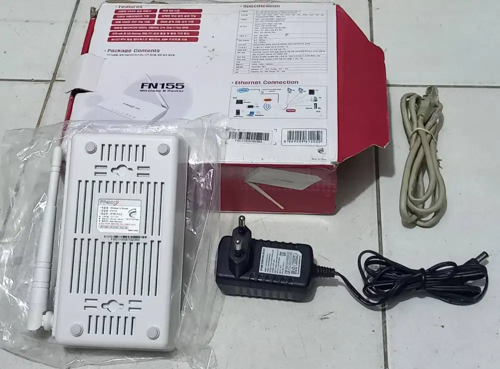 Modem/Router O8I3 IO755OOO,Type FN155 + Adaptor,fungsi normal,NET.
