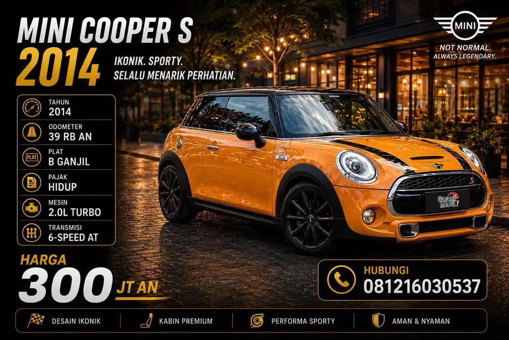 Mini Cooper S 3 door 2014 pk 2015 Antik Low KM Murah Bekas Ganjil Top