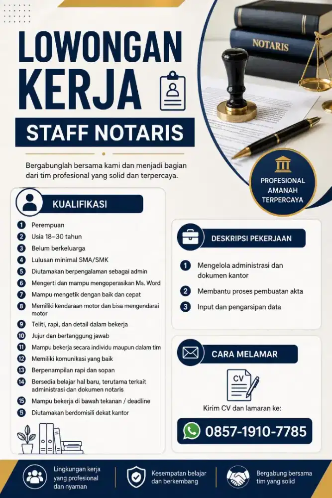 LOWONGAN KERJA STAFF NOTARIS