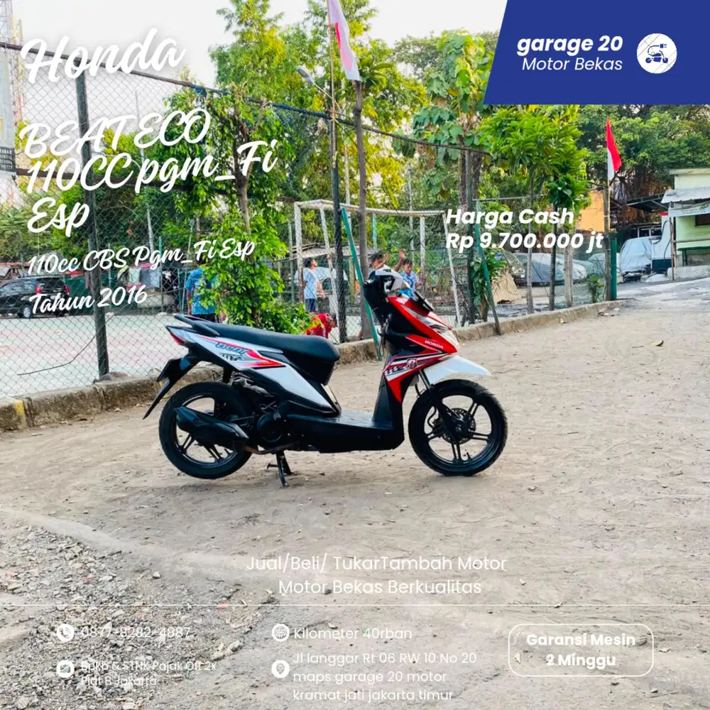 Honda Beat ECO 110cc Pgm_Fi Esp Tahun 2016 Pajak Off