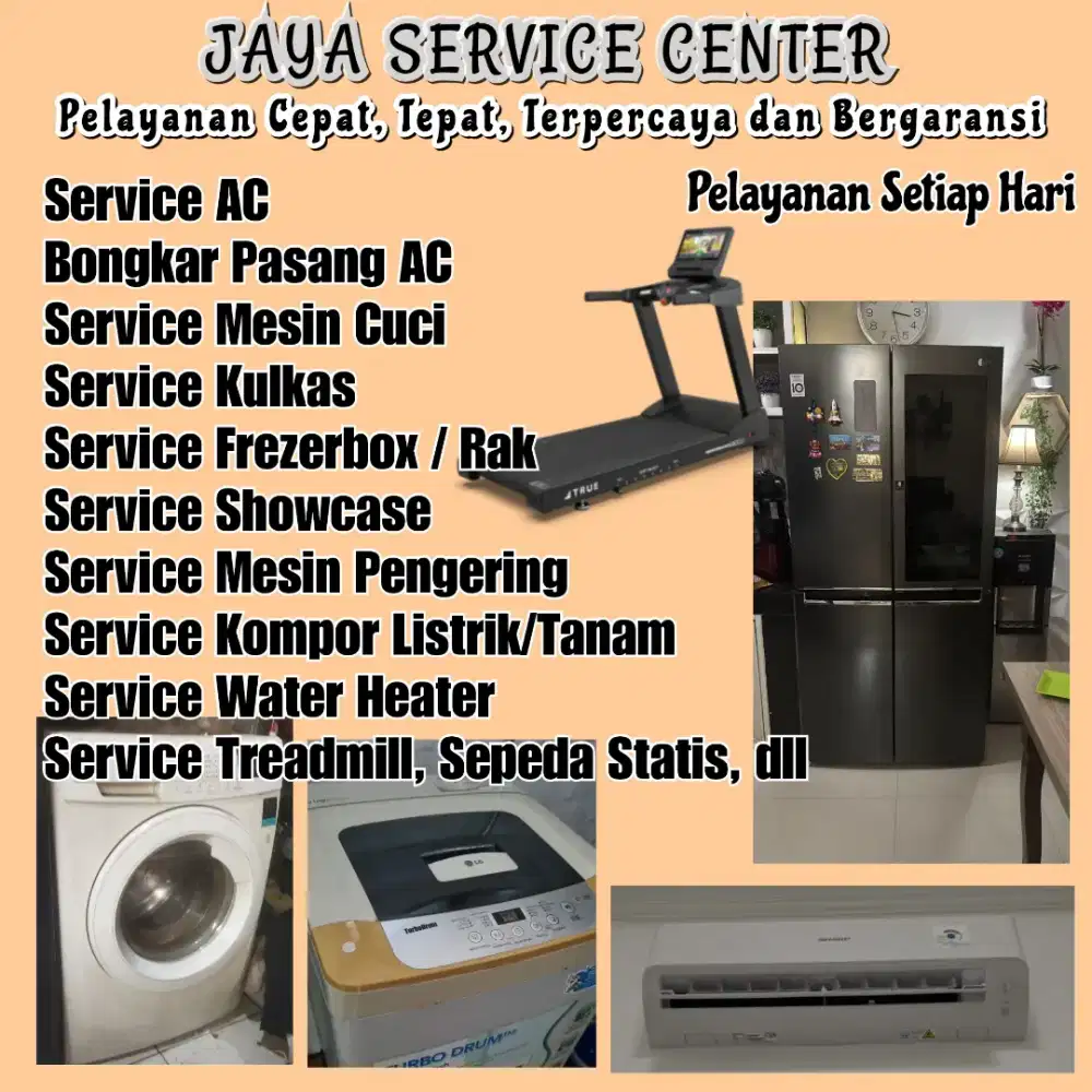 Service Kulkas Frezer Bongkar Pasang AC Servis AC Mesin Cuci Treadmill