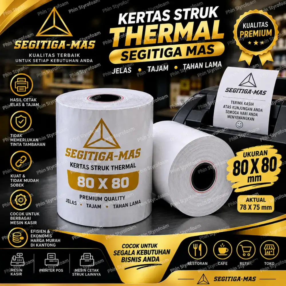 1 pc | Paper/Kertas STRUK THERMAL 80x80 | SEGITIGA MAS PREMIUM
