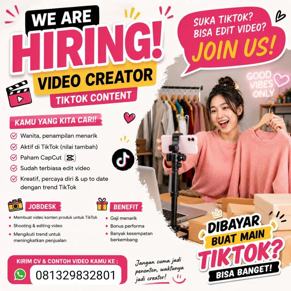 Dicari Banyak SHORT VIDEO EDITOR & CONTENT CREATOR