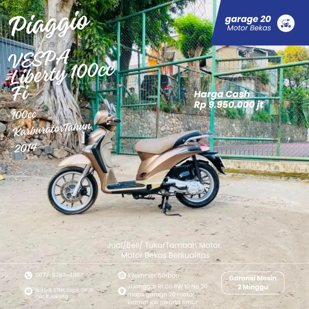 Piaggio Vespa Liberty 100cc Karburator Tahun 2014 Pajak Off