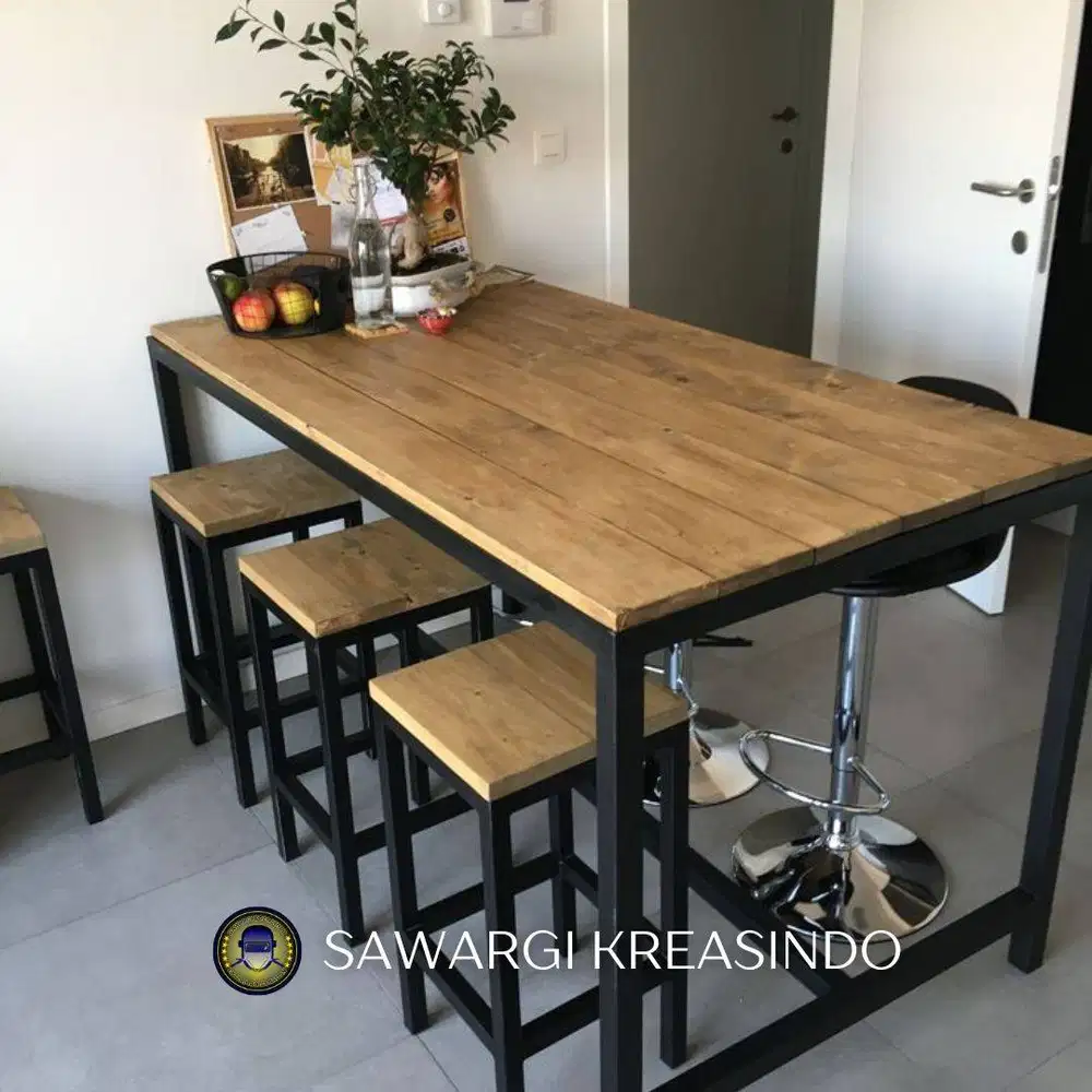Meja Kursi Bar Rangka Besi untuk Cafe & Restoran