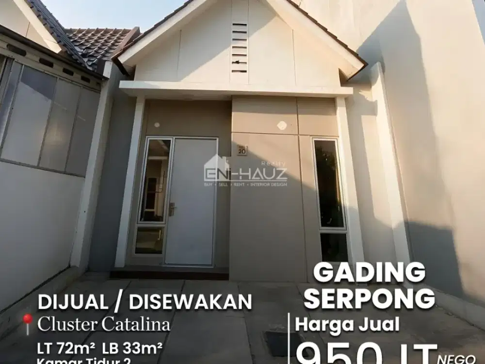 (MT) DI JUAL ATAU DISEWAKAN CLUSTER CATALINA, GADING SERPONG
