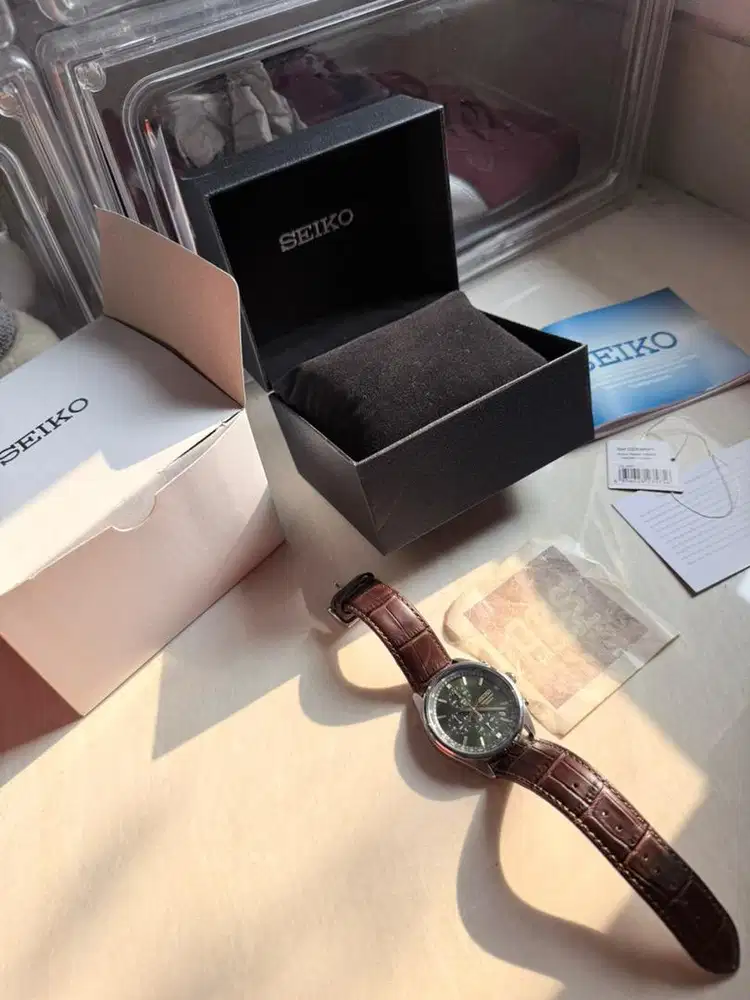 Jam Tangan Seiko SSB385P1 Analog Leather Pria Men Watch