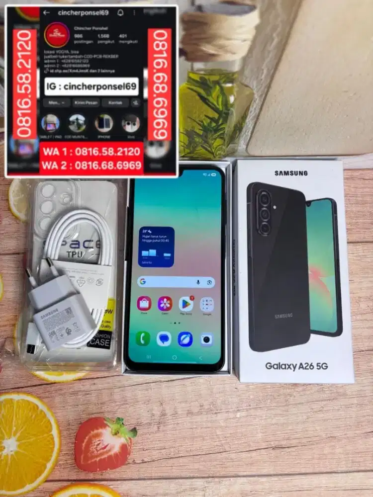 Jual hp likenew samsung A26 5g 8/256 istimewa grns feb 27 free ADAPTOR