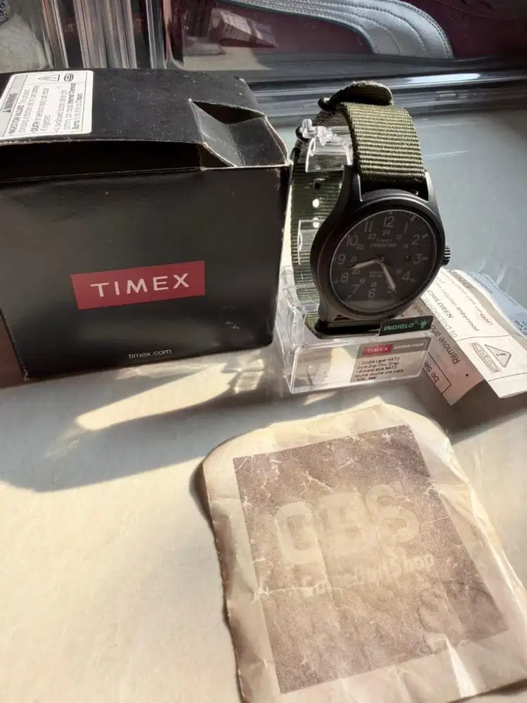 Timex Expedition T49961 Scout Green fabric Jam Tangan pria Quartz