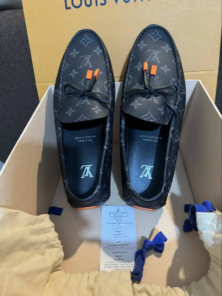 Louis Vuitton LV Driver Moccasins Black Monogram Red BNIB Original