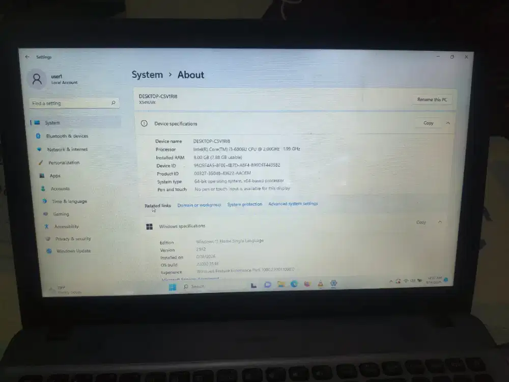 Laptop Asus x541u 16 inch core i3-6006u 8 gb