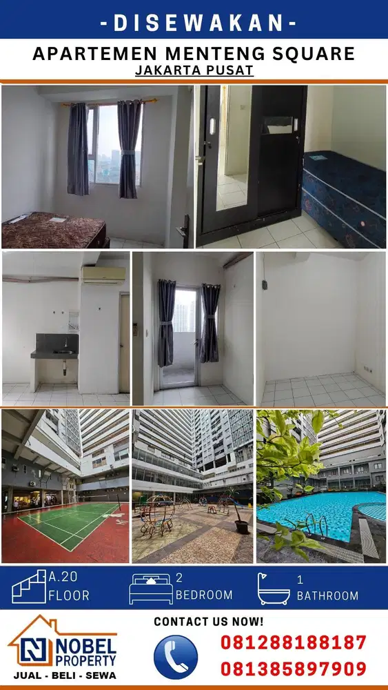 Disewakan Apartemen Mentes 2BR Semi Furnished Jakarta Pusat