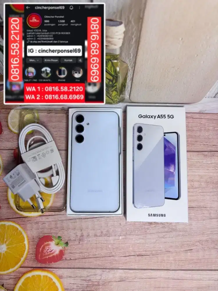 Jual hp likenew samsung A55 5G 8/256 istimewa grns resmi  free ADAPTOR