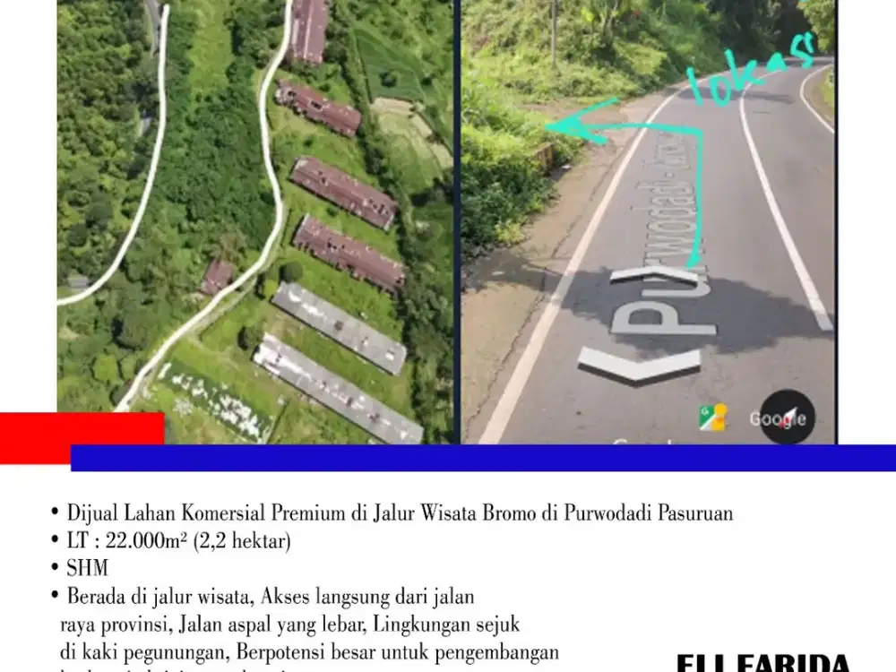 Dijual Lahan Komersial Premium di Jalur Wisata Bromo di Purwodadi Pasuruan