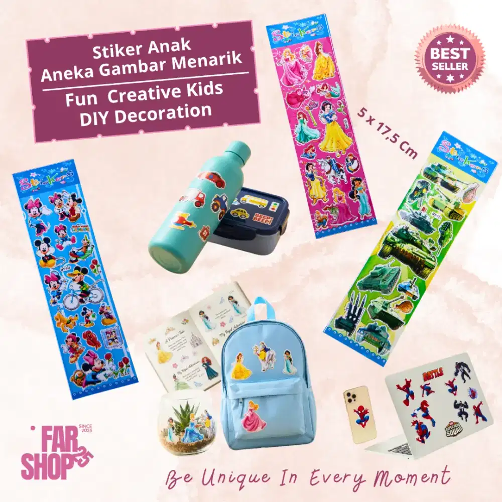 Stiker Anak Aneka Gambar Menarik Fun Creative Kids DIY Uk. 5 × 17,5 Cm