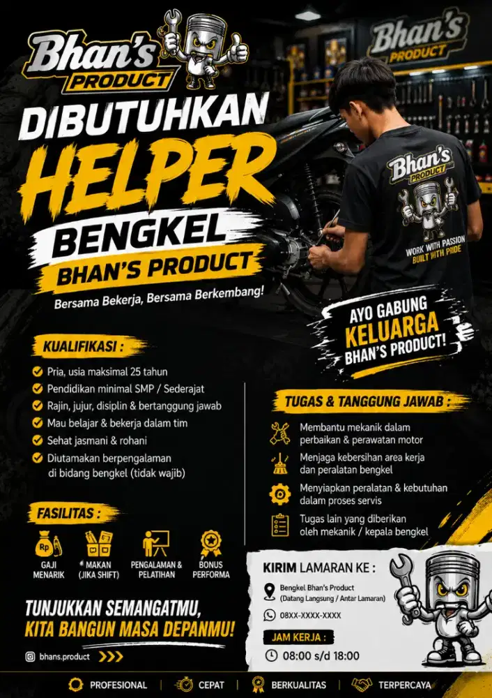 loker helper bengkel