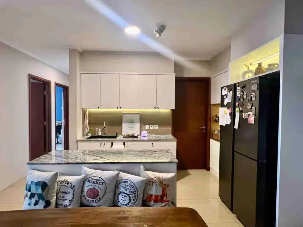 Apartemen Paladian Park, tower G, luas 128 m2, lantai 12, 2 unit gabung jadi 1, 3+1 kt, 2 km, full furnish