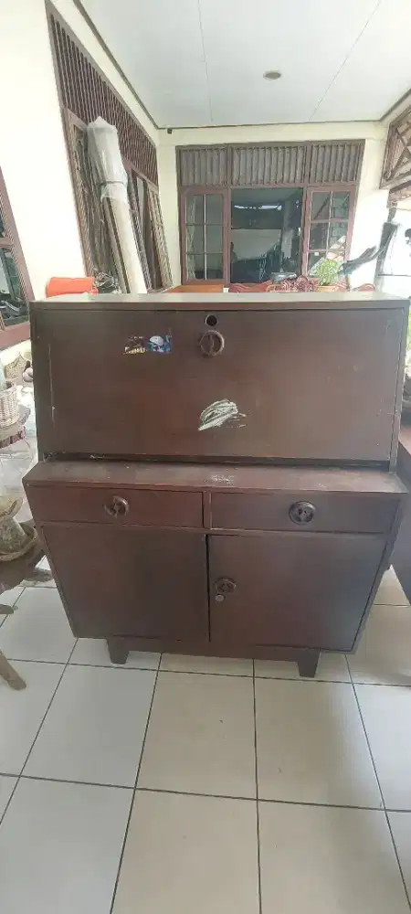 jual meja belajar minimalis kayu bekas preloved