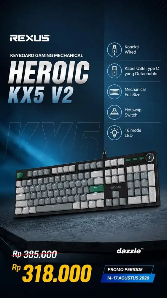 Keyboard mechanical wired rexus KX5 V2