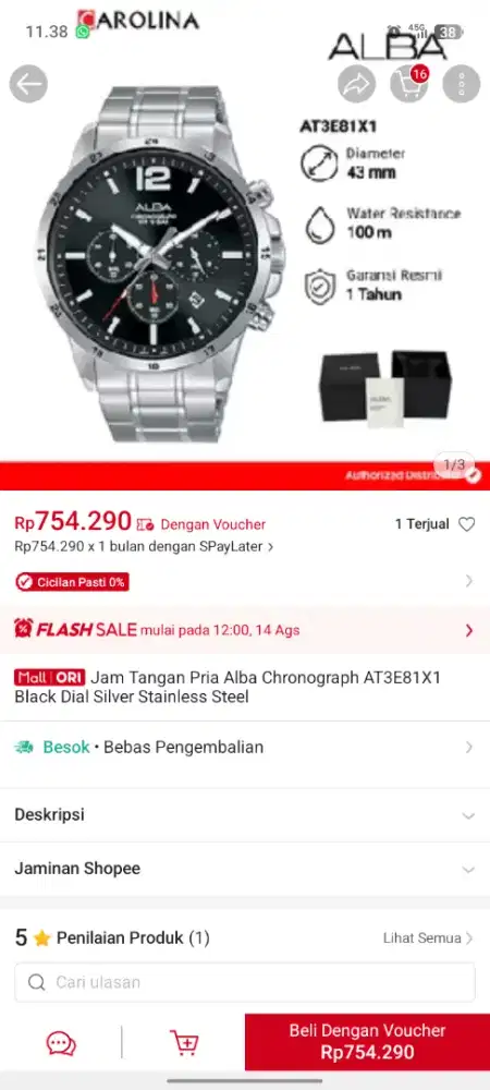 Jam tangan Alba type AT3E81