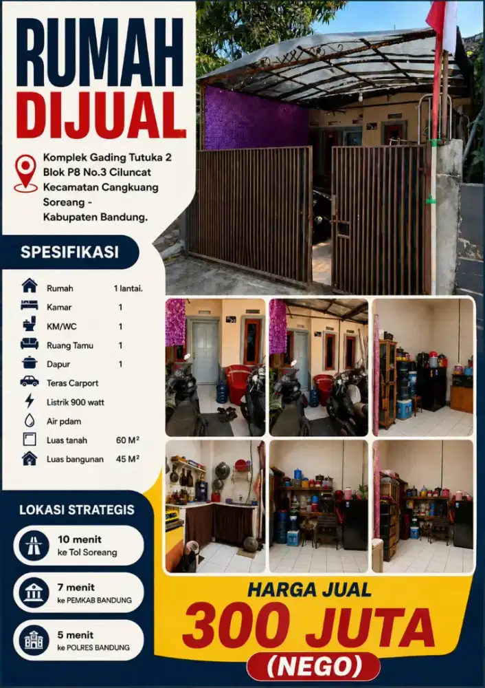 Dijual Rumah Komplek Gading Tutuka 2 Blok P8 No.3