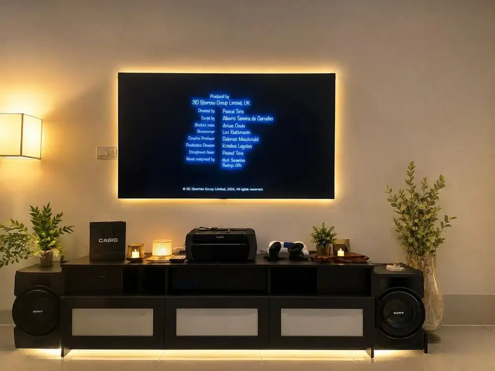 Kulkas, TV, Meja makan, Kompor standing, Sofa