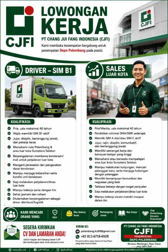 Lowongan pekerjaan Driver dan Sales