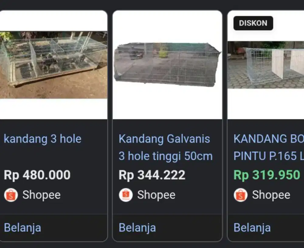 Kandang Galvanis 3 Hole