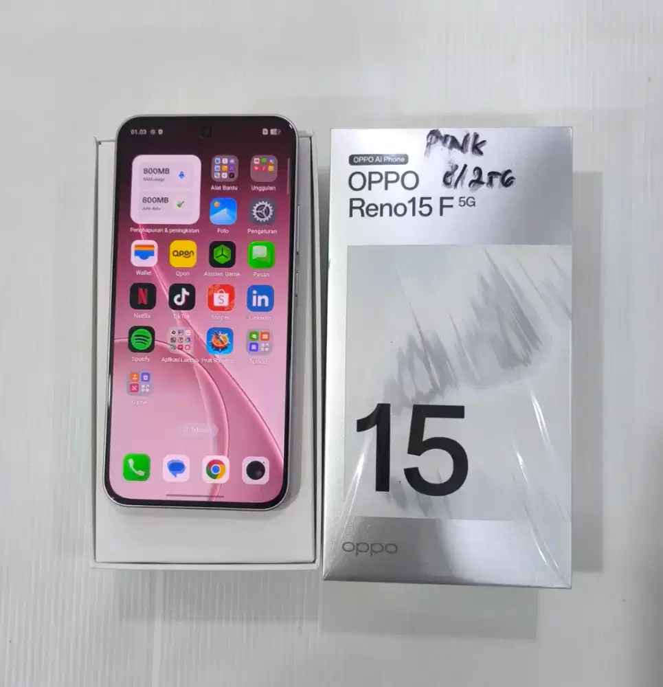 oppo Reno 15 F 5G ram 8/256 mulus fullset ori elegan