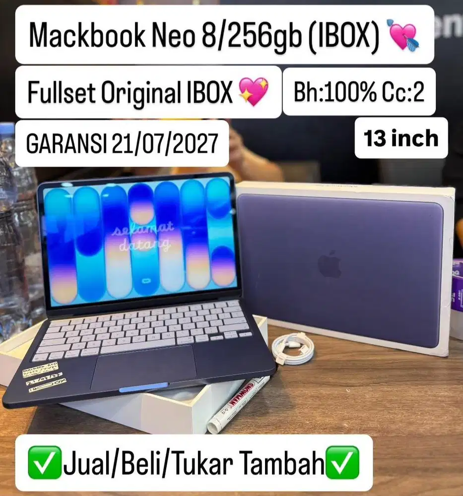 Macbook Neo 8/256 Gb Indigo Ibox Masih garansi panjang