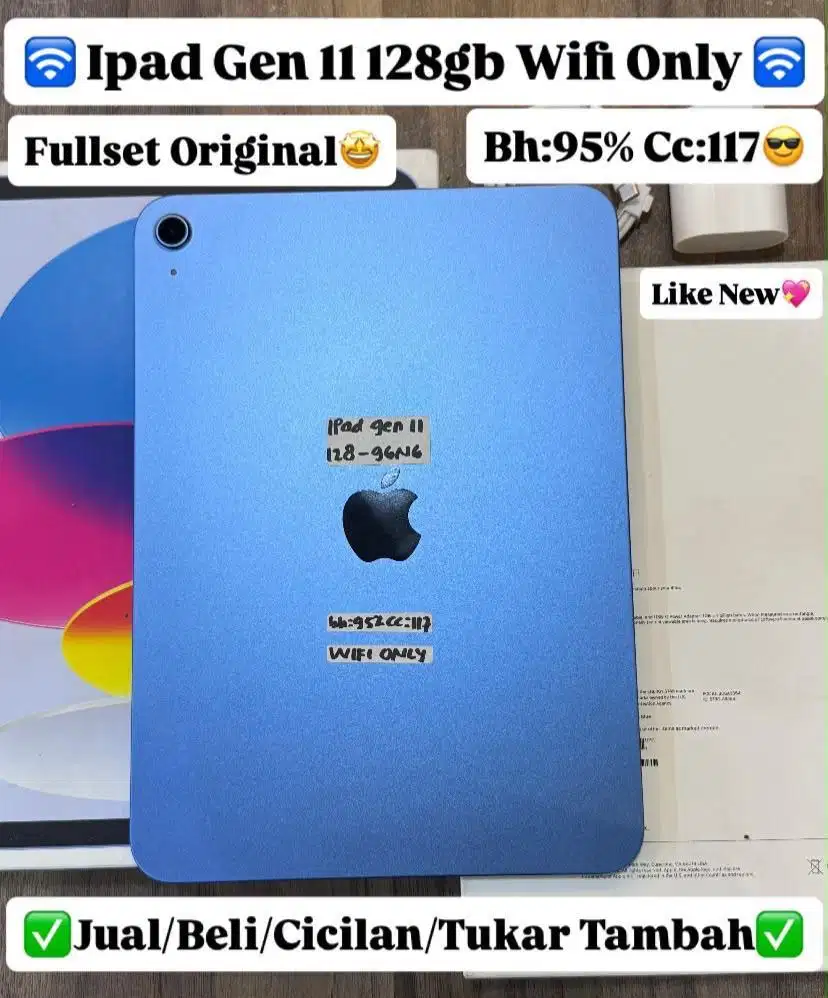 Ipad Gen 11 128 Gb Blue fullset original